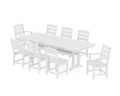 POLYWOOD Lakeside 9-Piece Farmhouse Dining Set with Trestle Legs in White