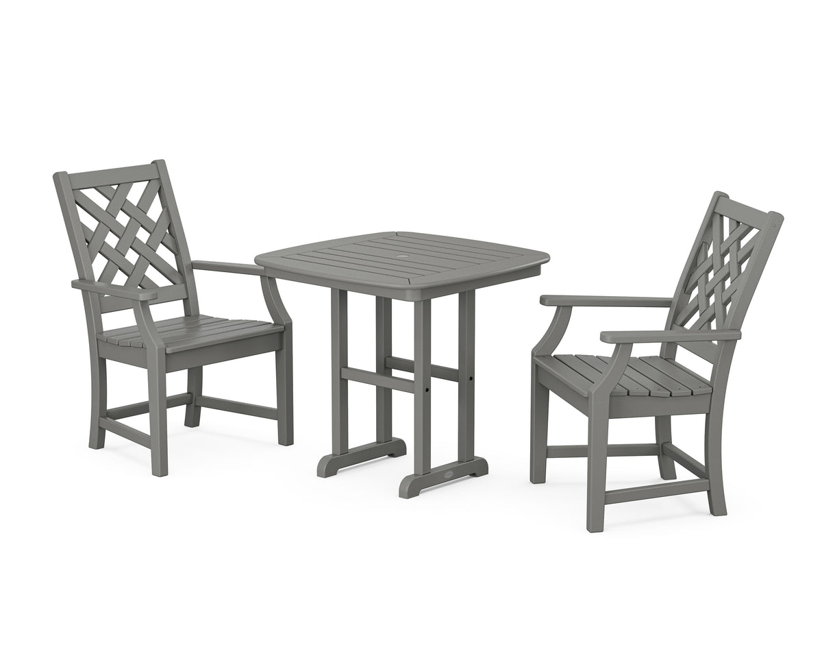 POLYWOOD Wovendale 3-Piece Dining Set in Slate Grey