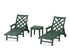 POLYWOOD Wovendale 3-Piece Chaise Set with Arms and Wheels in Green