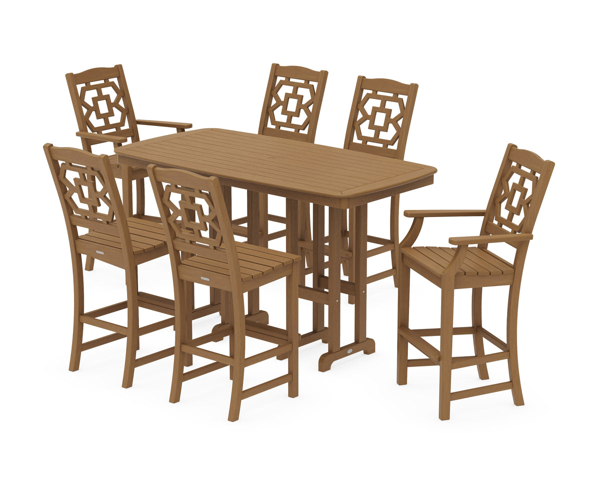 POLYWOOD Chinoiserie 7-Piece Bar Set in Natural