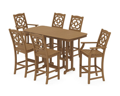 POLYWOOD Chinoiserie 7-Piece Bar Set in Natural