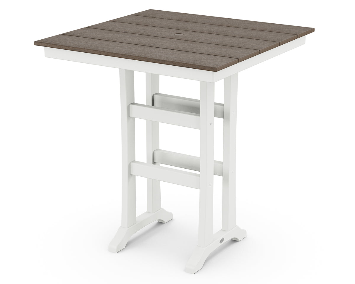 POLYWOOD Farmhouse Trestle 37" Bar Table in White / Kona
