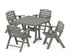POLYWOOD Nautical Folding Lowback Chair 5-Piece Farmhouse Dining Set with Trestle Legs - 37" Table in Slate Grey