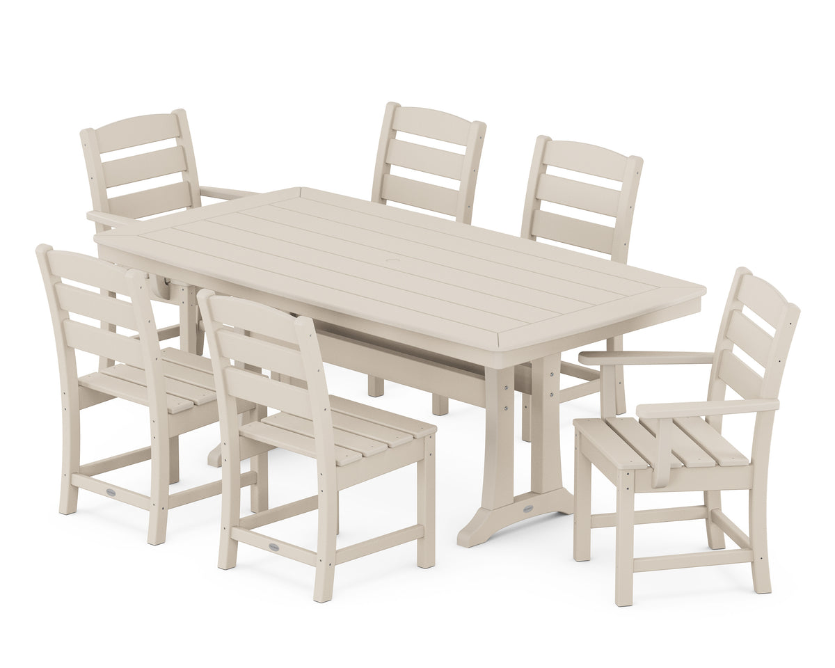 POLYWOOD Lakeside 7-Piece Dining Set with Trestle Legs in Sand