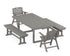 POLYWOOD Nautical Lowback 5-Piece Dining Set with Benches - 39" x 78" Table in Slate Grey