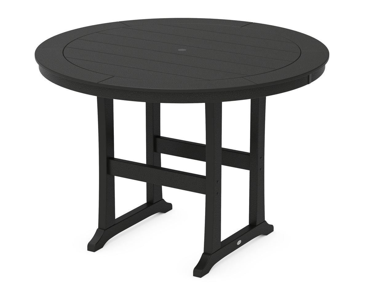 POLYWOOD Nautical Trestle 60" Round Bar Table in Black
