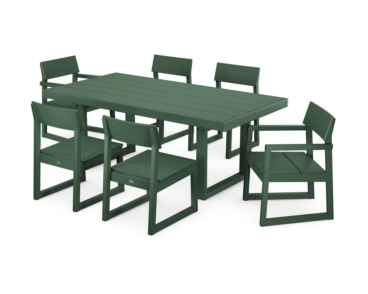 POLYWOOD EDGE 7-Piece Dining Set (EDGE 40" x 78" Table) in Green