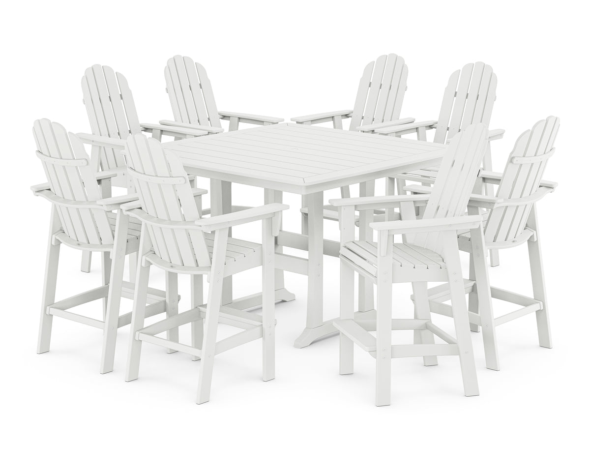 POLYWOOD Vineyard Curveback Adirondack 9-Piece Trestle Bar Set in White