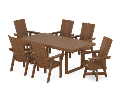 POLYWOOD Modern Adirondack 7-Piece Dining Set in Teak