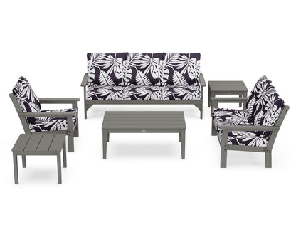 POLYWOOD Vineyard 6-Piece Deep Seating Set in Slate Grey / Leaf Navy