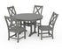 POLYWOOD Braxton Side Chair 5-Piece Round Dining Set with Trestle Legs in Slate Grey
