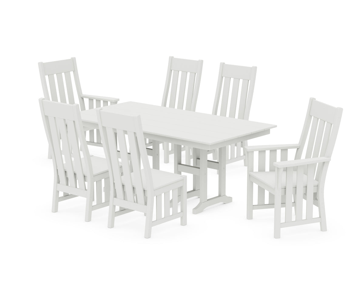 POLYWOOD Acadia 7-Piece Farmhouse Dining Set in Vintage White