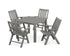 POLYWOOD Vineyard Folding Chair 5-Piece Parsons Dining Set in Slate Grey