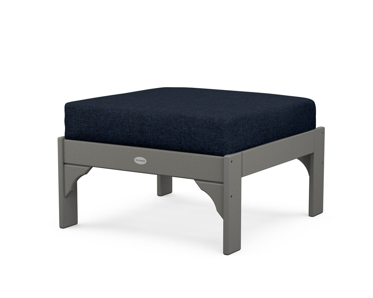 POLYWOOD Vineyard Deep Seating Ottoman in Slate Grey / Marine Indigo