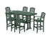 POLYWOOD Savannah 7-Piece Bar Set with Trestle Legs in Green