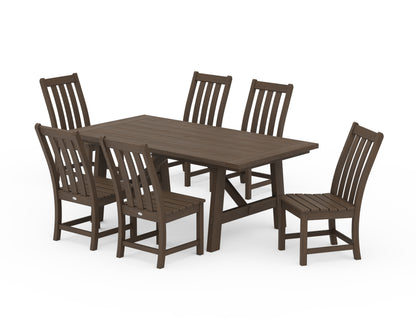 POLYWOOD Vineyard 7-Piece Rustic Farmhouse Side Chair Dining Set in Kona