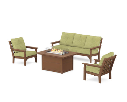 POLYWOOD Vineyard Deep Seating Fire Pit Table Set