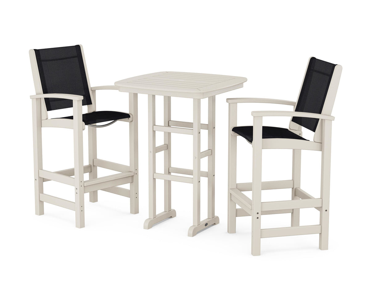 POLYWOOD Coastal 3-Piece Bar Set in Sand / Black