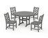 POLYWOOD Chippendale 5-Piece Round Farmhouse Side Chair Dining Set in Slate Grey