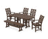 POLYWOOD Country Living Wovendale 6-Piece Farmhouse Dining Set with Bench with Nautical 37" x 72" Dining Table in Mahogany