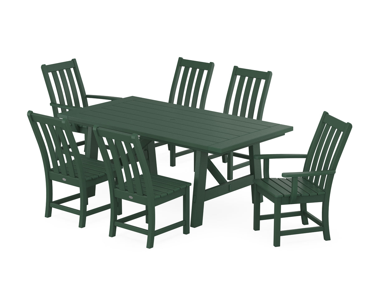 POLYWOOD Vineyard 7-Piece Rustic Farmhouse Dining Set in Green