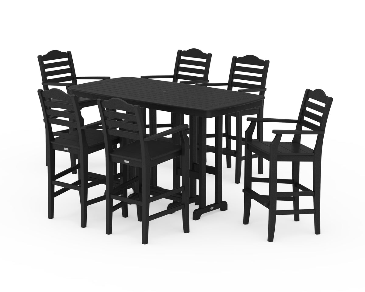 POLYWOOD Savannah Arm Chair 7-Piece Bar Set in Black