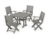POLYWOOD Signature Folding Chair 5-Piece Dining Set with Trestle Legs - 37" Table in Slate Grey
