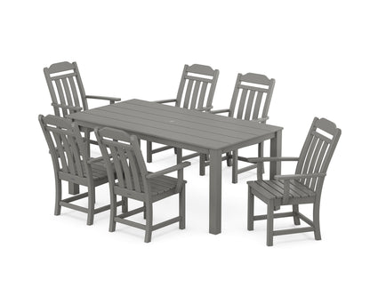 POLYWOOD Cottage Arm Chair 7-Piece Parsons Dining Set in Slate Grey