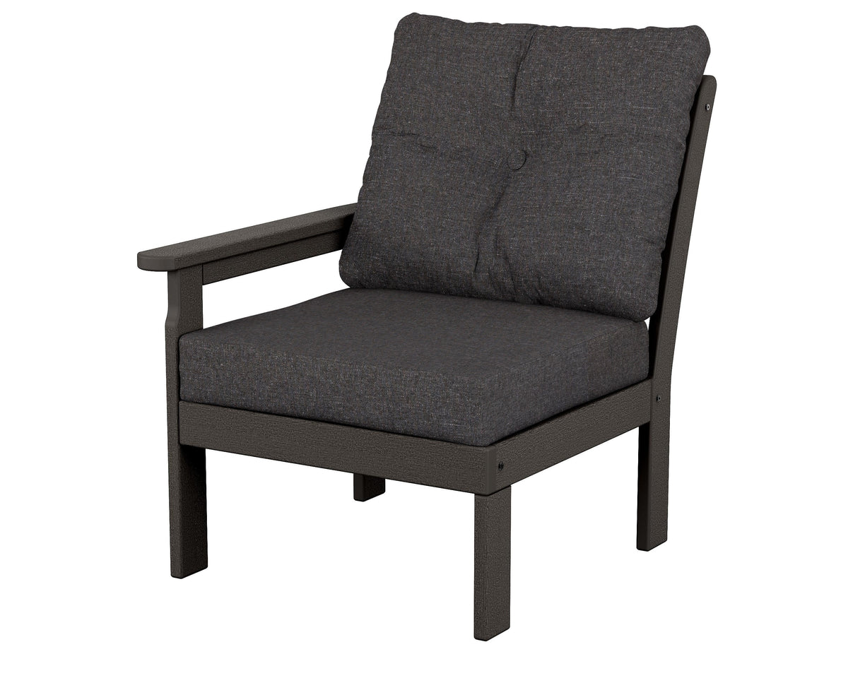 POLYWOOD Vineyard Modular Left Arm Chair in Vintage Coffee / Ash Charcoal