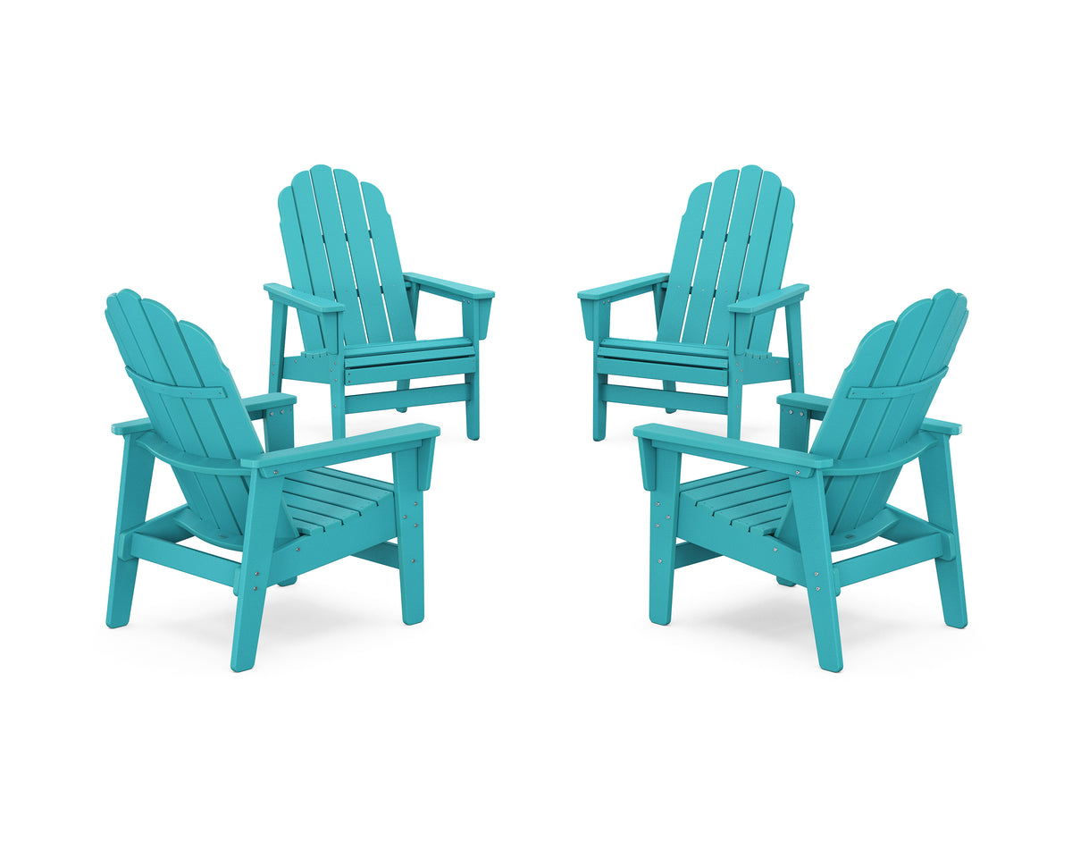 POLYWOOD 4-Piece Vineyard Grand Upright Adirondack Chair Conversation Set in Aruba