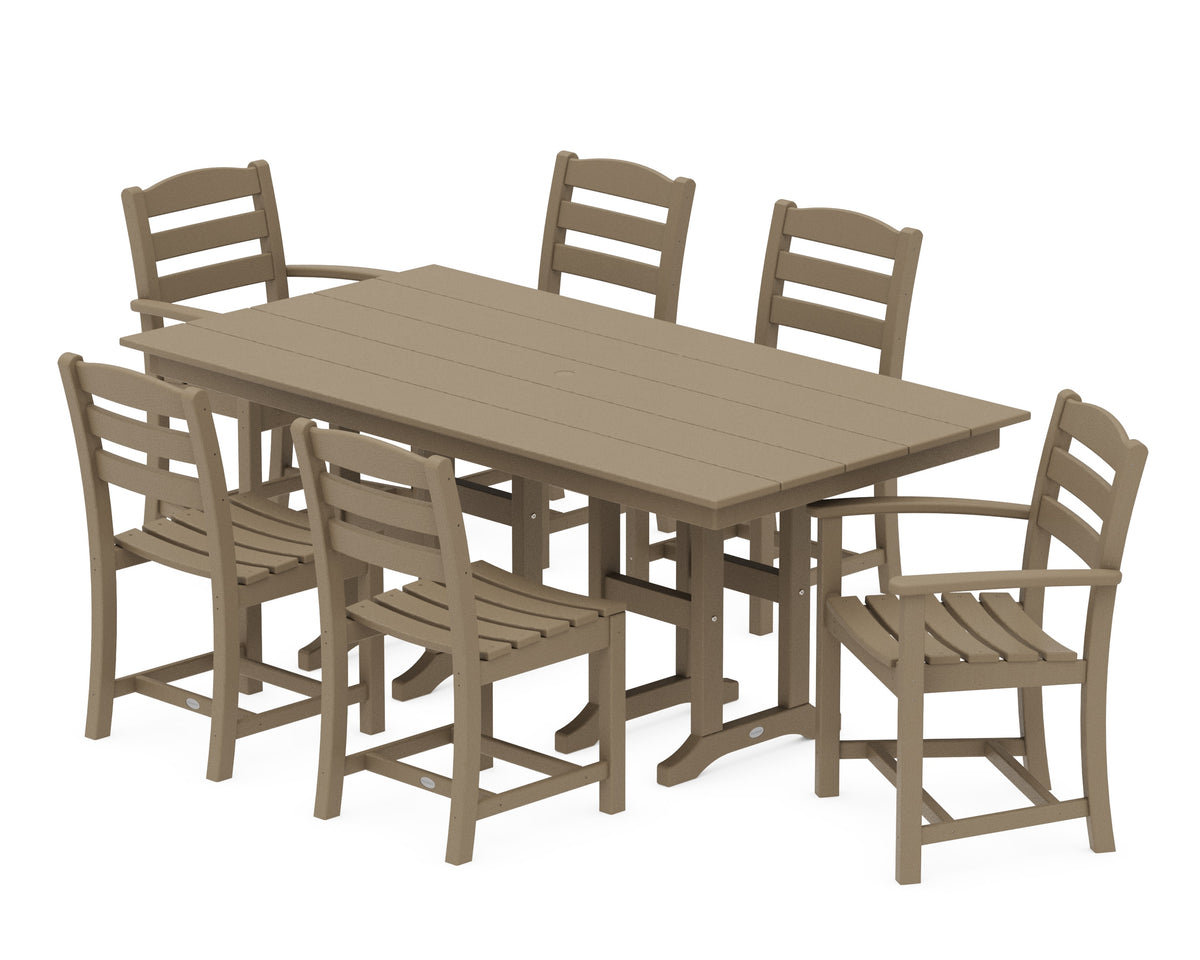 POLYWOOD La Casa Café 7-Piece Farmhouse Dining Set in Vintage Sahara