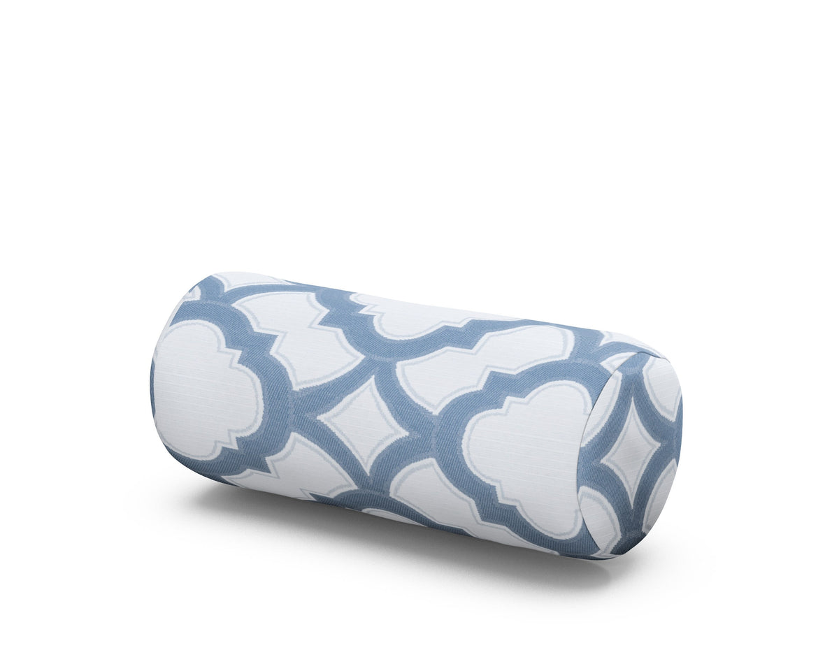 POLYWOOD Outdoor Bolster Pillow in Trellis Sky Blue