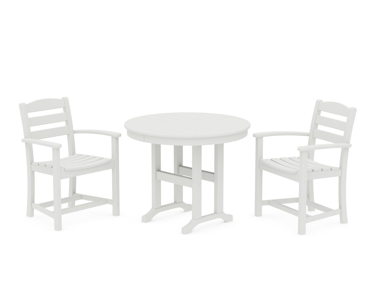 POLYWOOD La Casa Café 3-Piece Round Dining Set in Vintage White