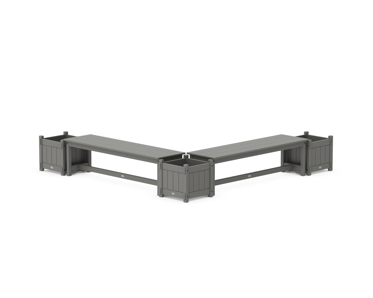 POLYWOOD 60" Vineyard L-Shaped Planter Bench Corner Set in Slate Grey