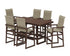 POLYWOOD EDGE Woven Highback Arm Chair 7-Piece Bar Set in Mahogany / Dune Grass