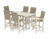 POLYWOOD Coastal Woven High-Back Arm Chair 7-Piece Farmhouse Bar Set in Sand / Dune Grass