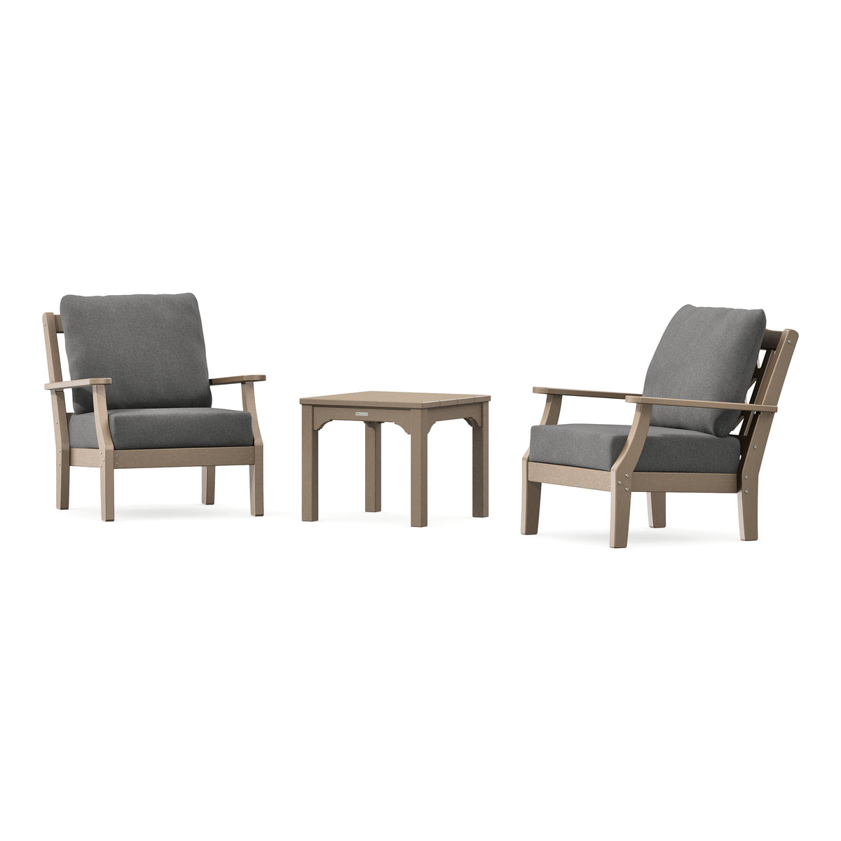 POLYWOOD Chinoiserie 3-Piece Deep Seating Set in Vintage Sahara