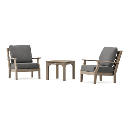 POLYWOOD Chinoiserie 3-Piece Deep Seating Set in Vintage Sahara