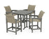 POLYWOOD Coastal Woven 5-Piece Counter Set in Slate Grey / Dune Grass