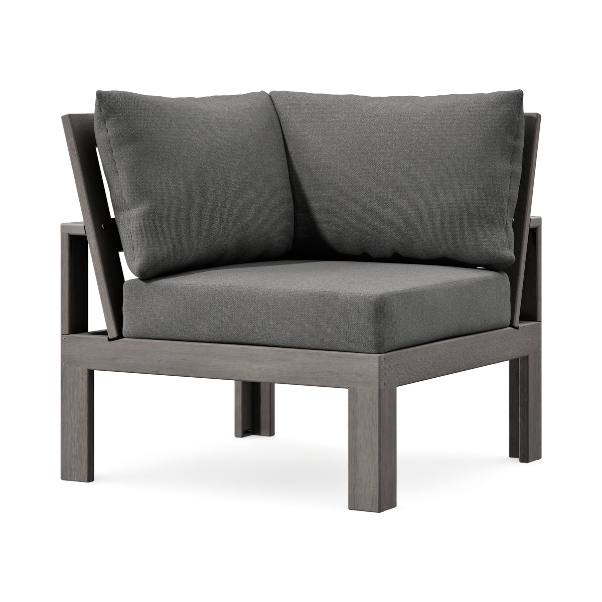 POLYWOOD Modular Corner Chair in Driftwood / Ash Charcoal