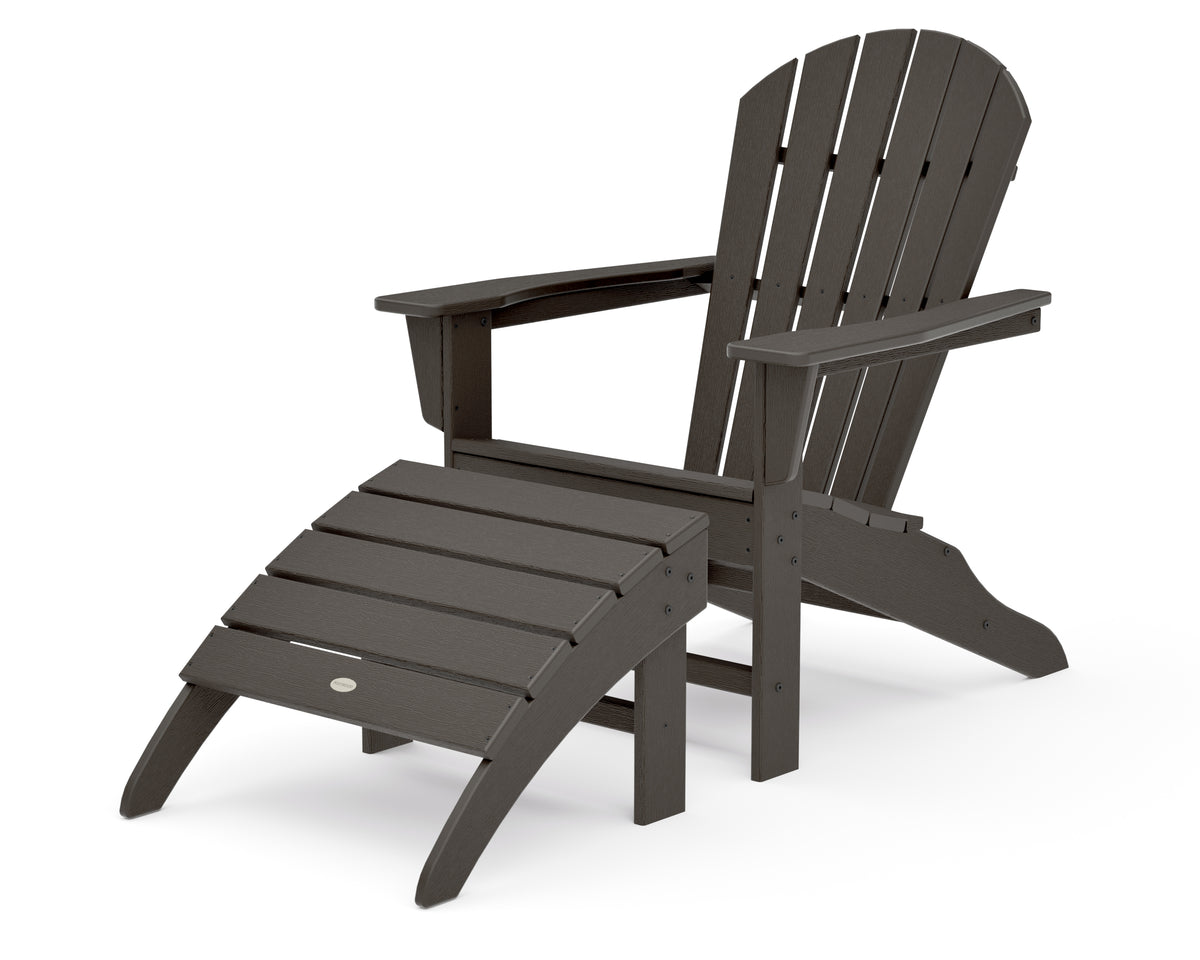 POLYWOOD South Beach Adirondack 2-Piece Set in Vintage Coffee