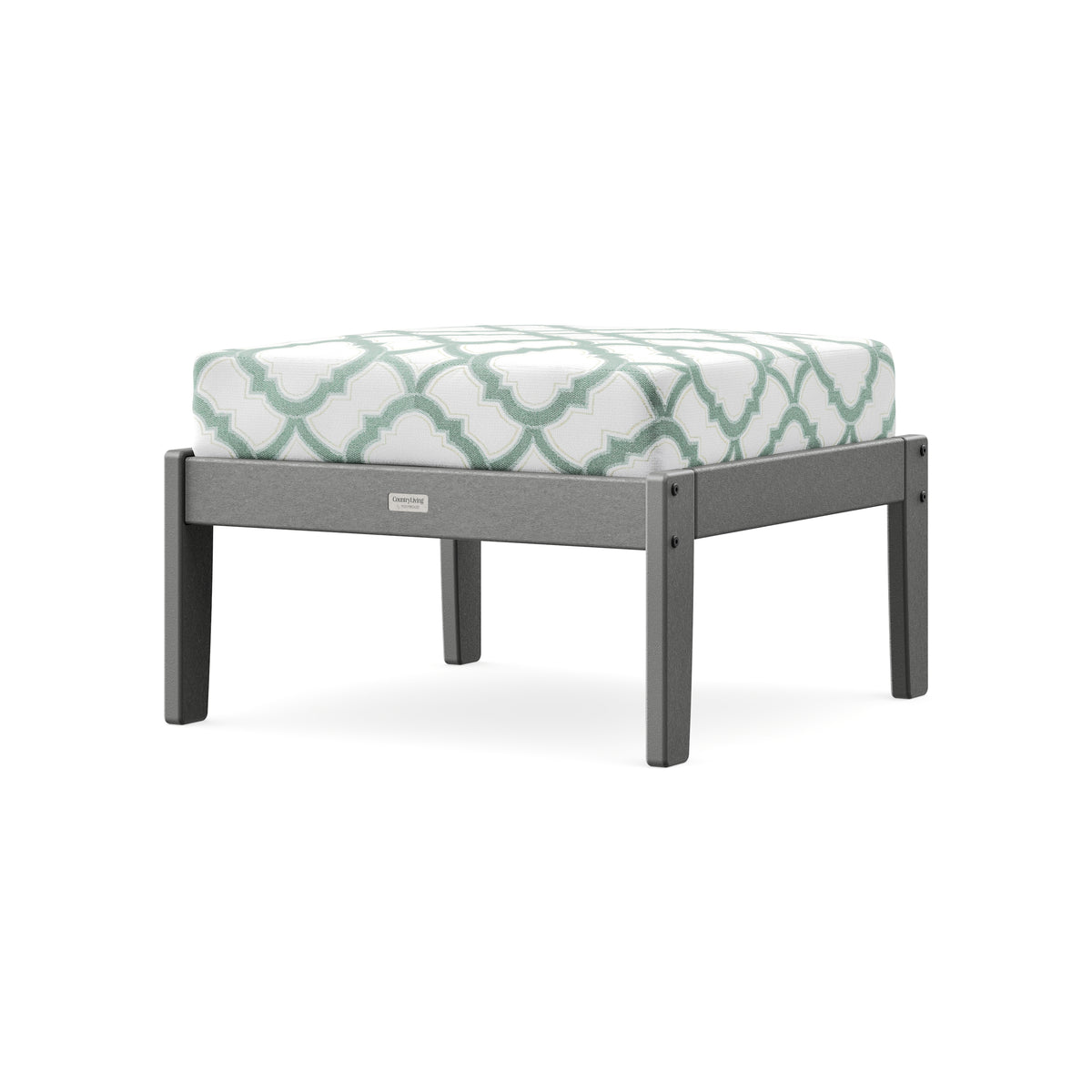 POLYWOOD Cottage Deep Seating Ottoman in Slate Grey / Trellis Glacier Spa