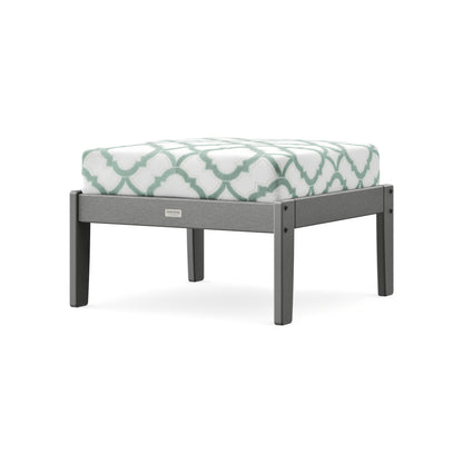 POLYWOOD Cottage Deep Seating Ottoman in Slate Grey / Trellis Glacier Spa