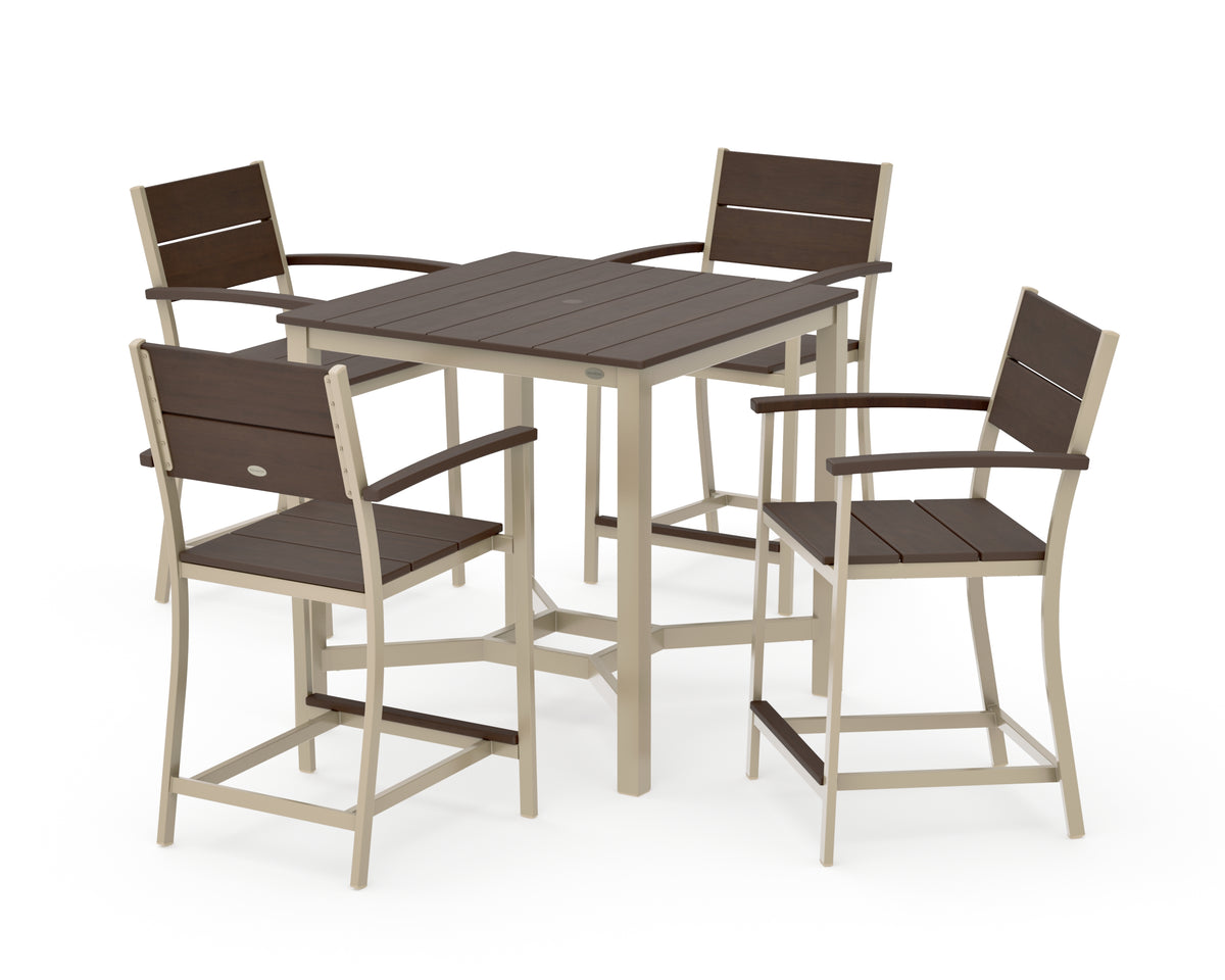 POLYWOOD Main Street 5-Piece Counter Set in Sand / Kona