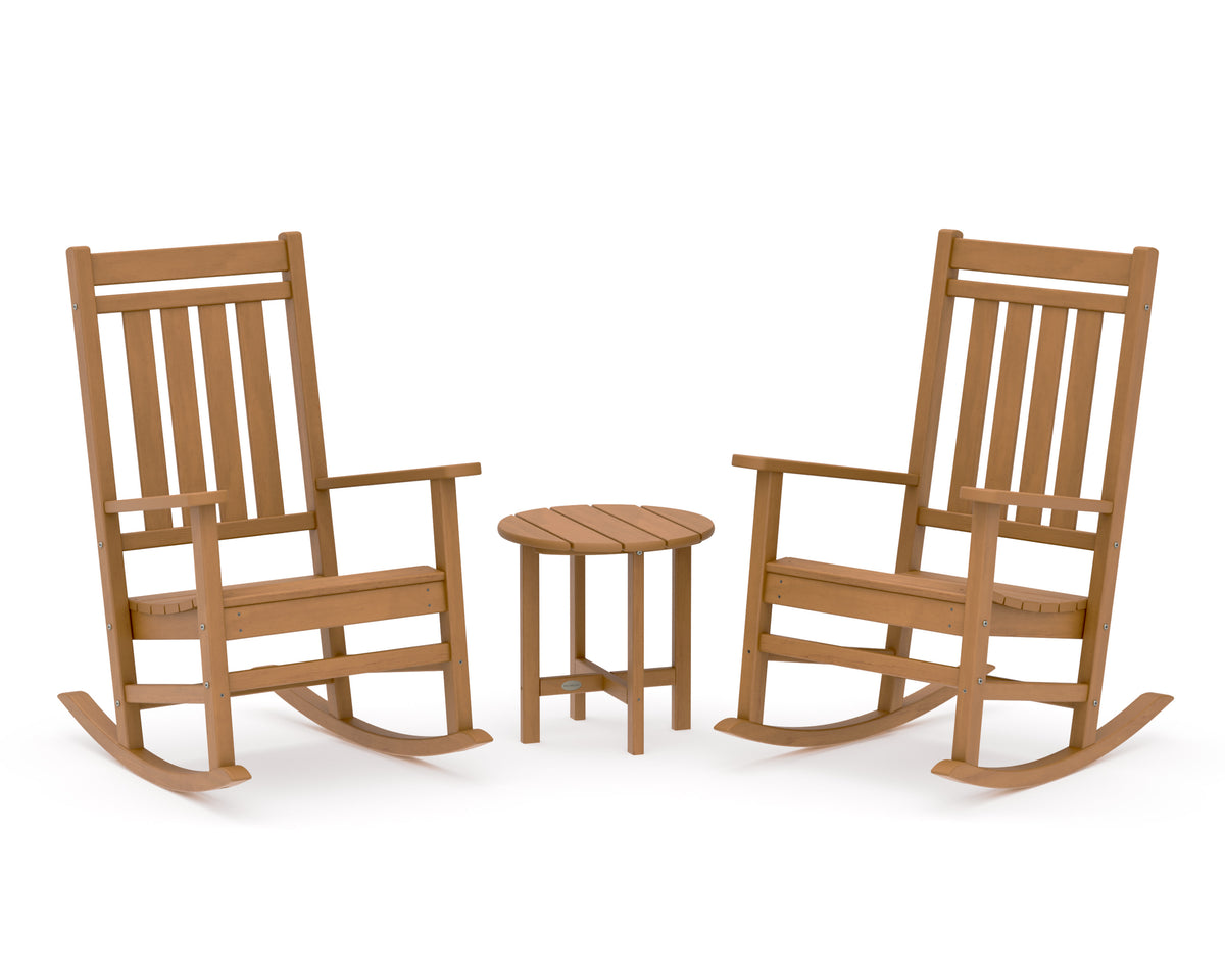 POLYWOOD Estate 3-Piece Rocking Chair Set in Natural