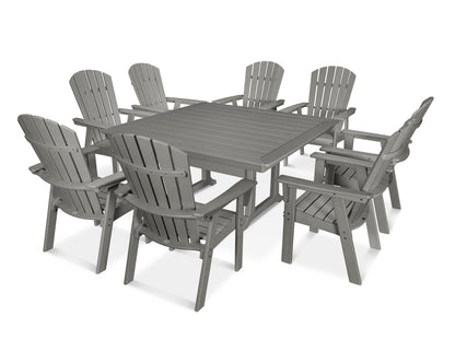 POLYWOOD Nautical Adirondack 9-Piece Trestle Dining Set in Slate Grey