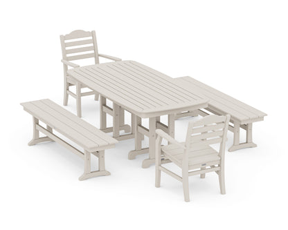 POLYWOOD Savannah 5-Piece Dining Set with Benches in Sand