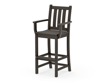 POLYWOOD Traditional Garden Bar Arm Chair in Vintage Coffee