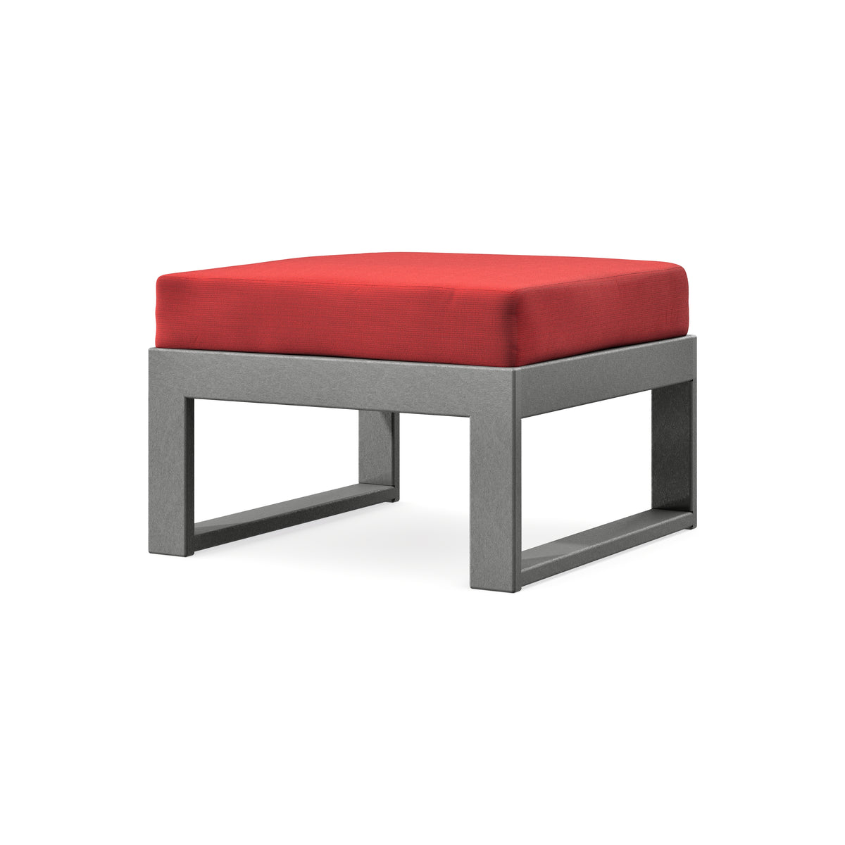 POLYWOOD Modular Ottoman - Modern in Slate Grey / Crimson Linen