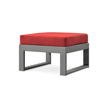 POLYWOOD Modular Ottoman - Modern in Slate Grey / Crimson Linen